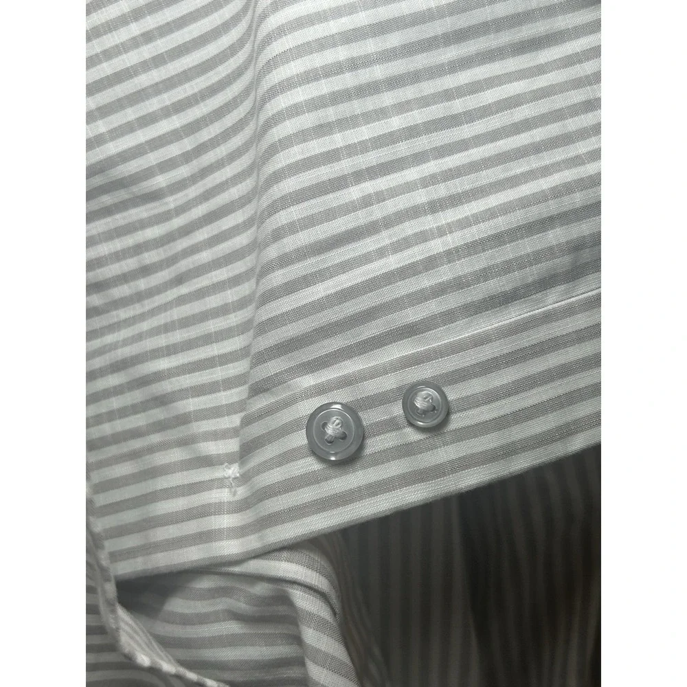 Lorenzo Uomo dress shirt Light Grey & White Stripe Trim Fit Size 15.5 And‎ 34/35